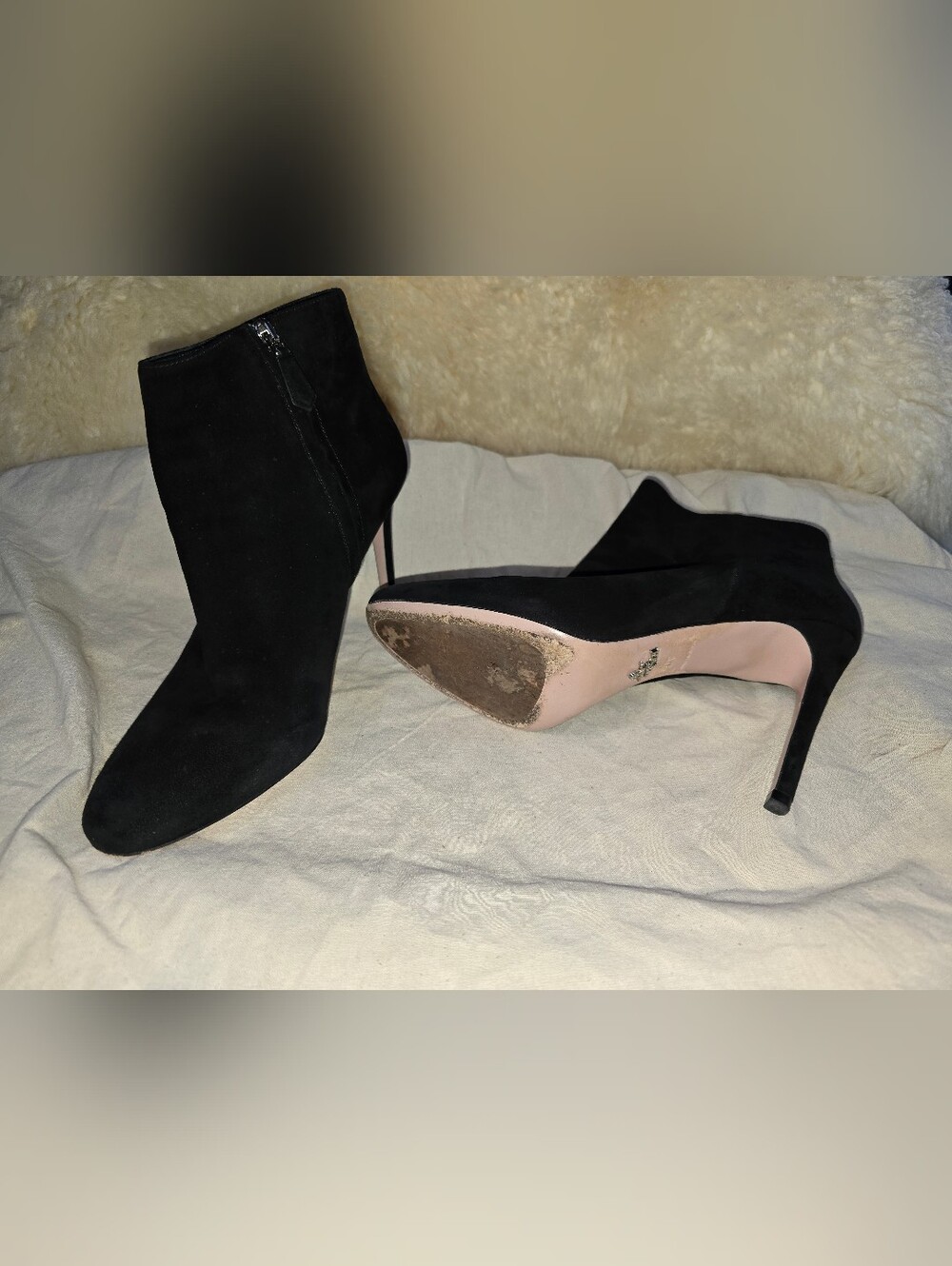 Prada Black Suede Pointed-Toe Stiletto Ankle Boots / Booties  Size 40